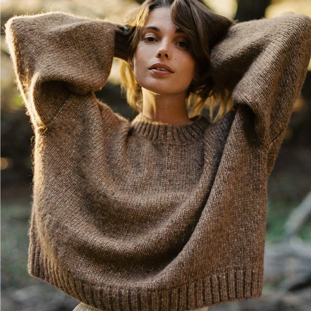 Christy Dawn Earthy Brown Crew Neck Sweater